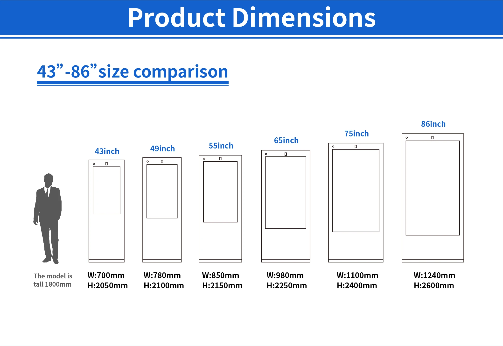 65 Inch Outdoor Road Street Use Floor-standing Protection Grade IP65 Horizontal and Vertical  Various Color LCD Digital Signage