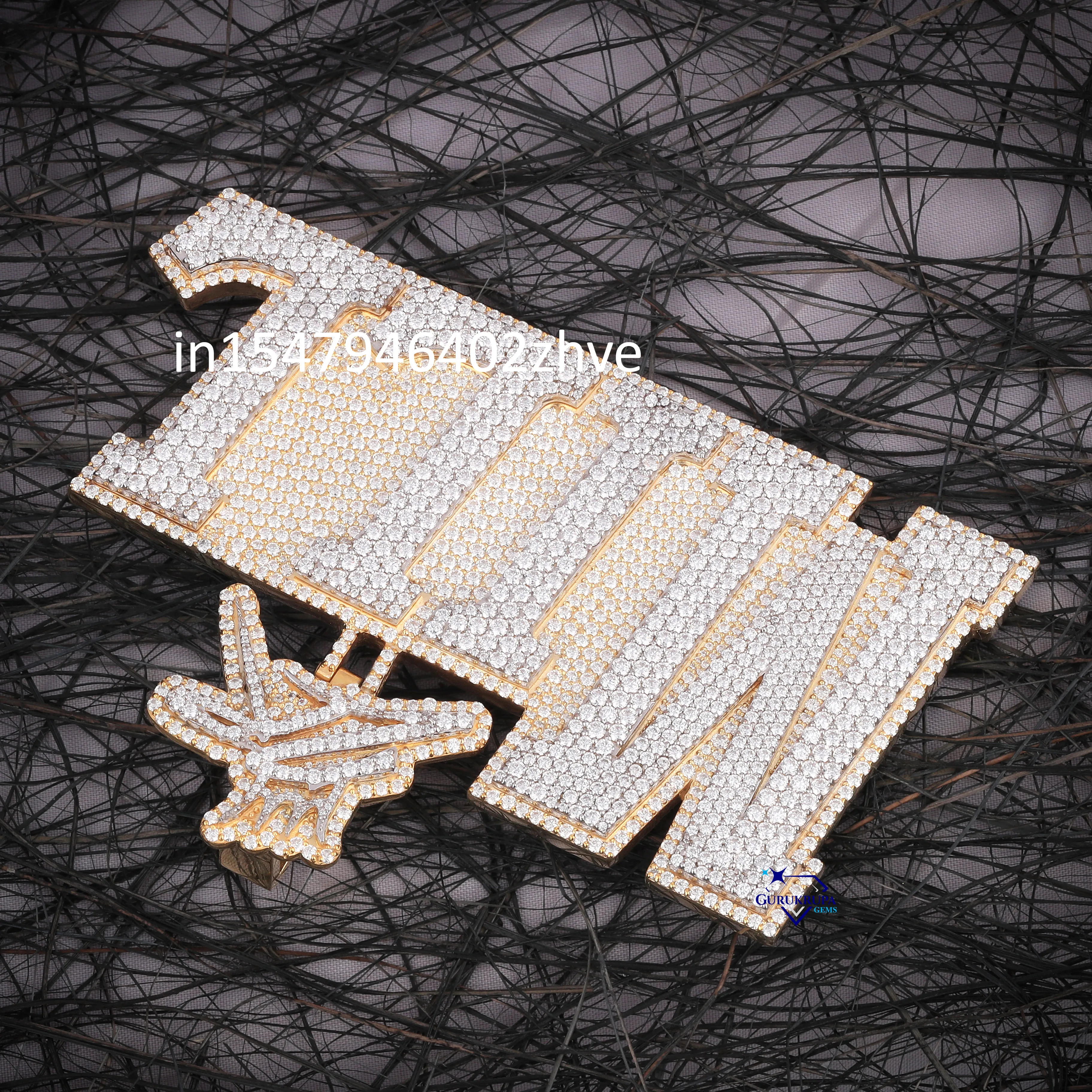 Elegant Unisex Customized 14KT Solid Yellow Gold Round Cut Moissanite Diamond Pendant Iced out Hip Hop Style for Parties