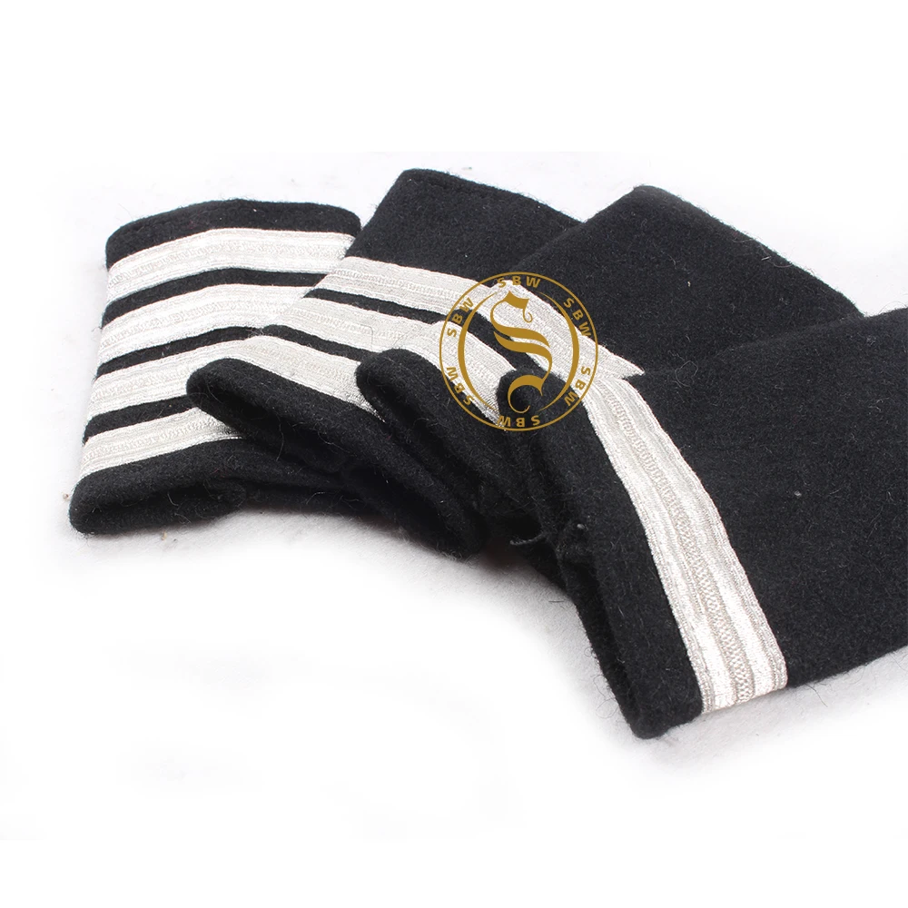 High Quality Shoulder Boards Gold Stripes Black Cloth Professional Slip-on Sliders Rank Strip Men Shoulder Pads and Epaulettes