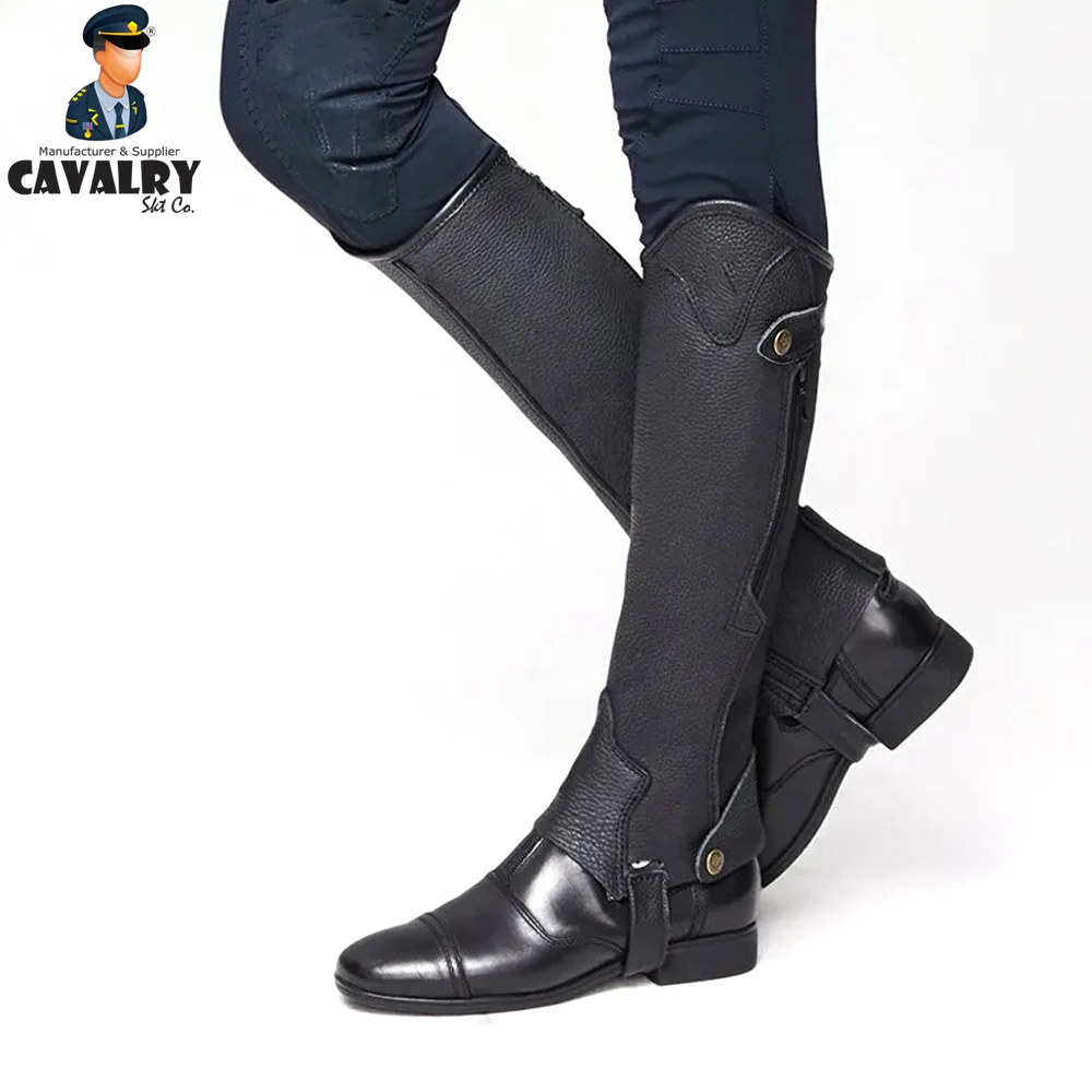 New Arrival Best Design Customized Logo Printing Leather  Light Weight Men Half Horse Riding Chaps By CAVALRY SKT COMPANY