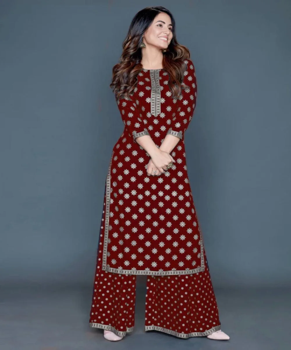 Wedding base collection kurti plazzo with foil printed work Ethnic Garment India kurtis women latest