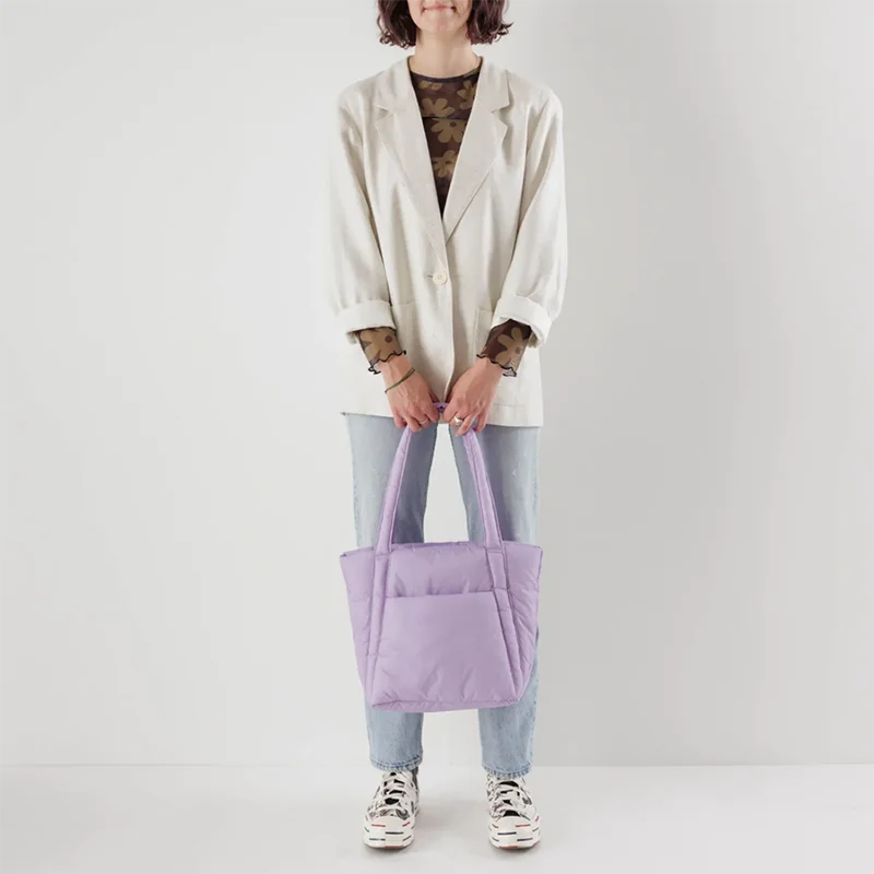 Large Women Custom Puffy Padded Crossbody Handbag shoulder Quilted Nylon Soft Puffer Shopper Tote Bag