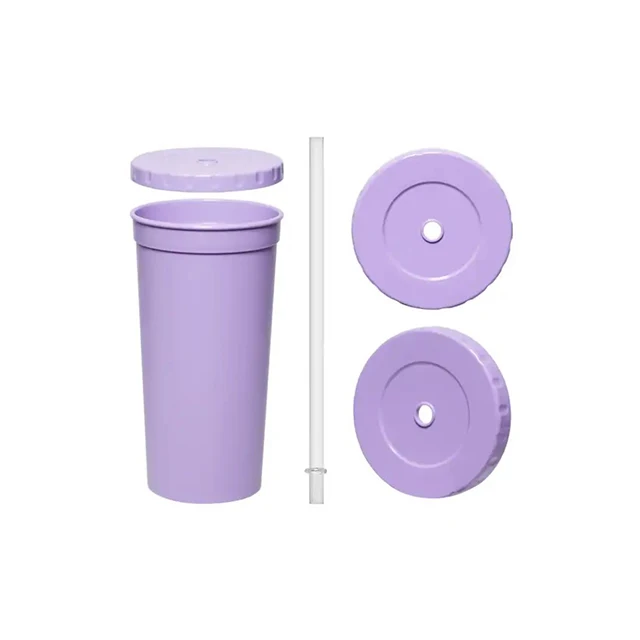Hot Selling and High Quality Straw and lid cafe cups with Colored BPA FREE Reusable matte color tumbler with lid 16oz