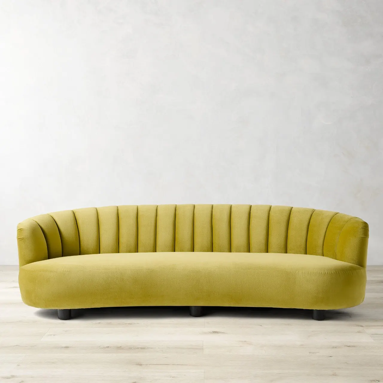 Современный роскошный Диванный двухместный диван с плиссированной спинкой оливкового цвета