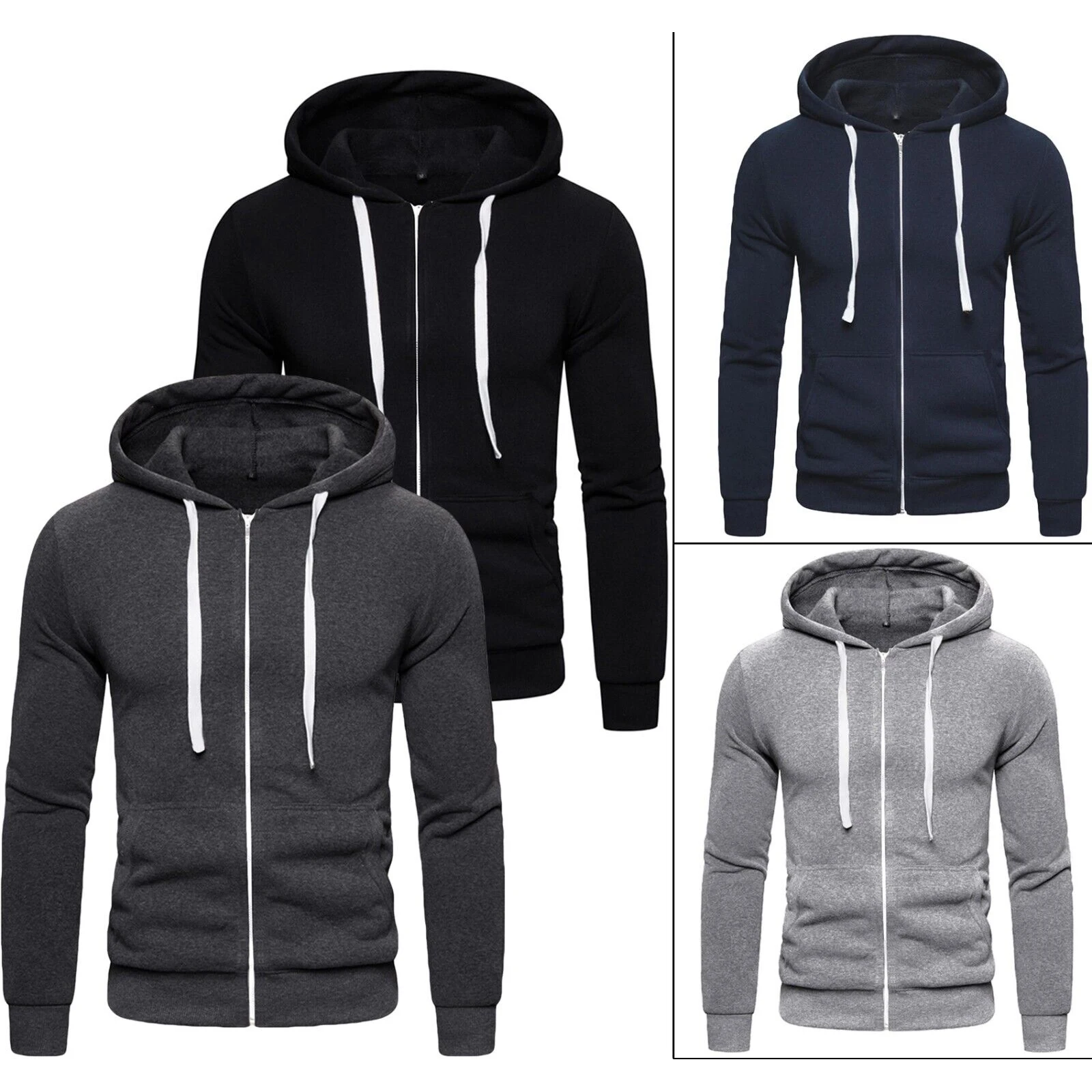 Мужская толстовка на молнии с капюшоном