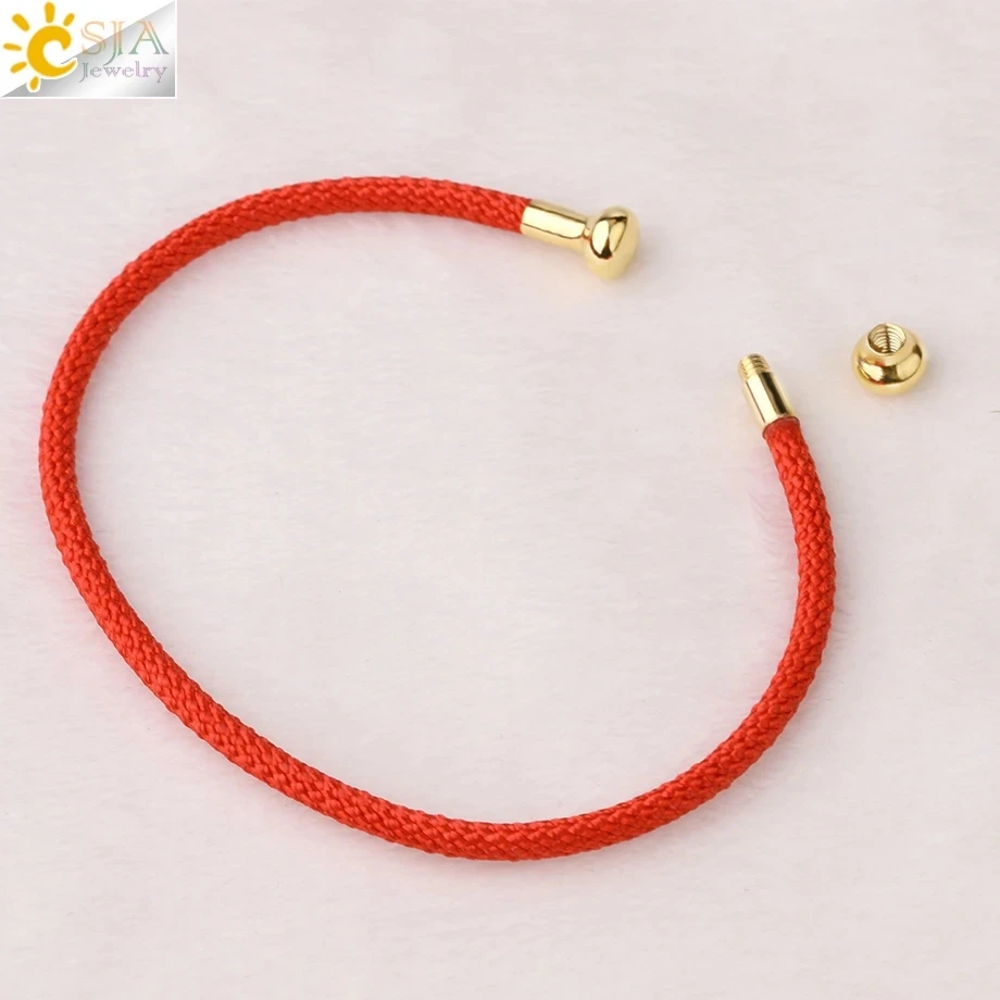 CSJA Women Jewelry Accessories Red Black String Twisted Cable Wristband Rope Open Cuff Bangle Bracelet for Diy Making G839
