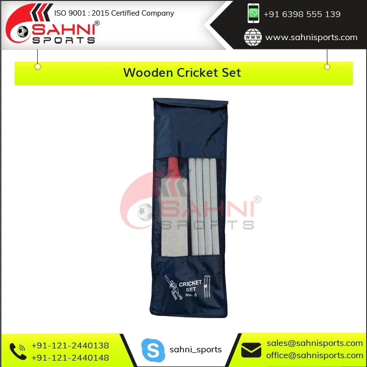 Best Selling Premium Quality Customized Popular White Willow Made Wooden Cricket Set for Promotion Purpose