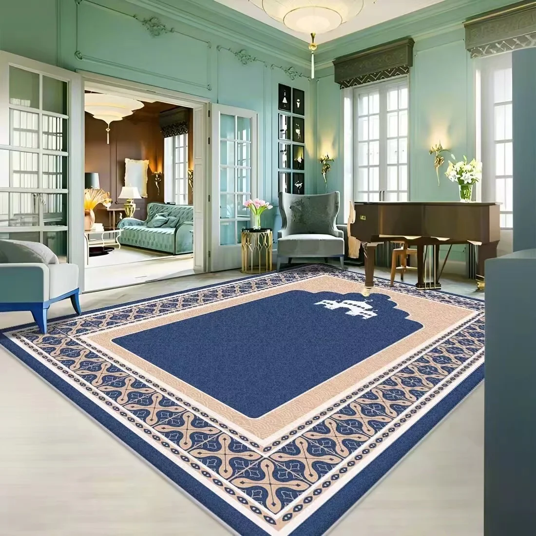 Vintage Medallion Non-Shedding Kitchen Laundry Floor Mat Throw Carpet Area Rugs for Living Room Office room