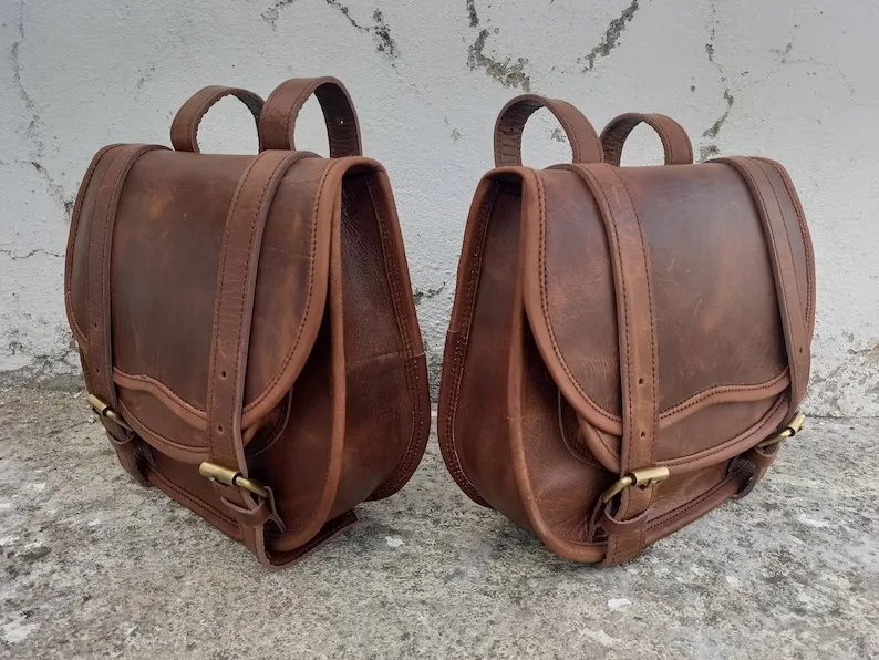 Унисекс коричневая большая спортивная сумка из буйволовой кожи под заказ стиль спортивные сумки 2 боковые мотоциклетные седельные для путешествий