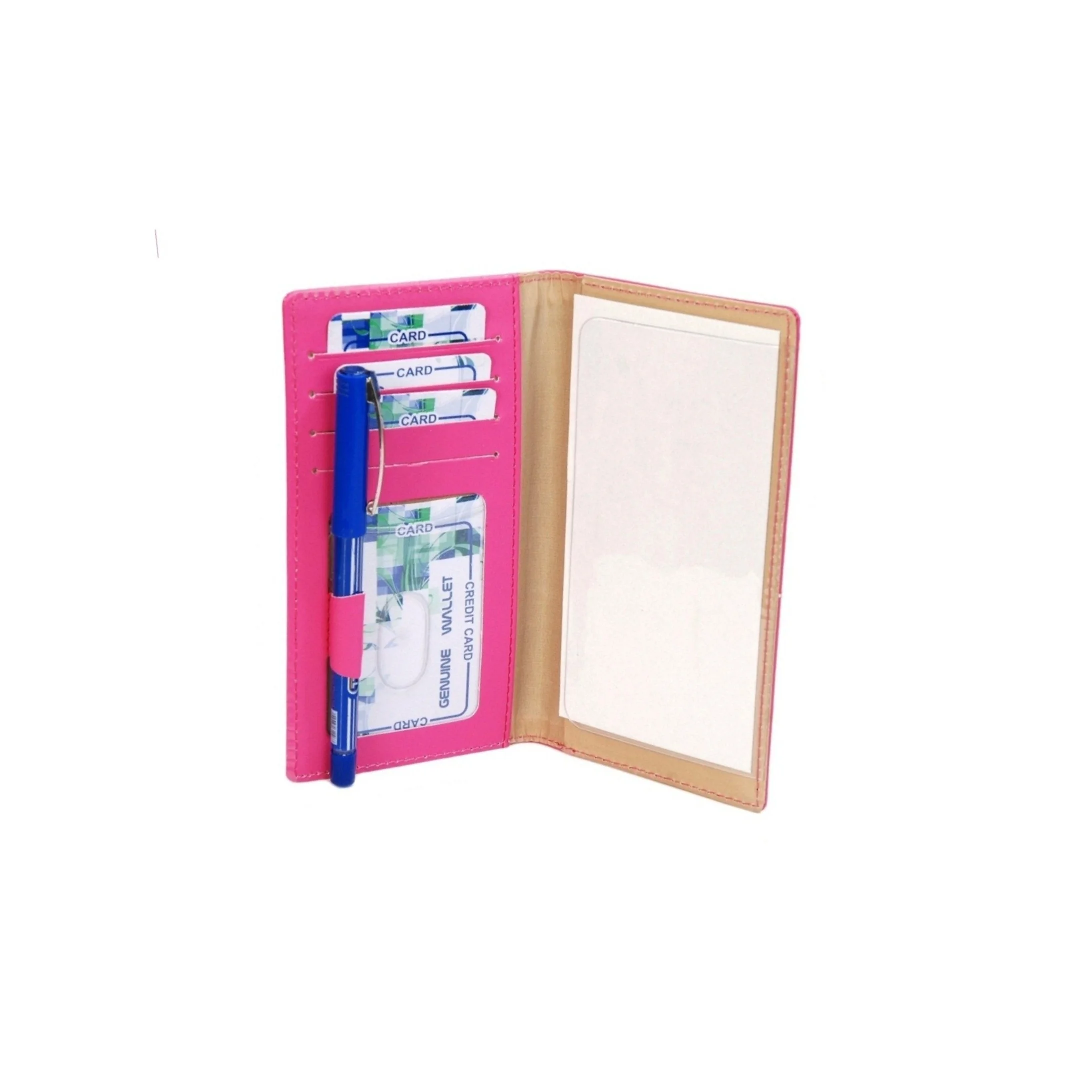 2024 New PU Leather Checkbook Holder with Pen/Card Holder in Pink Color