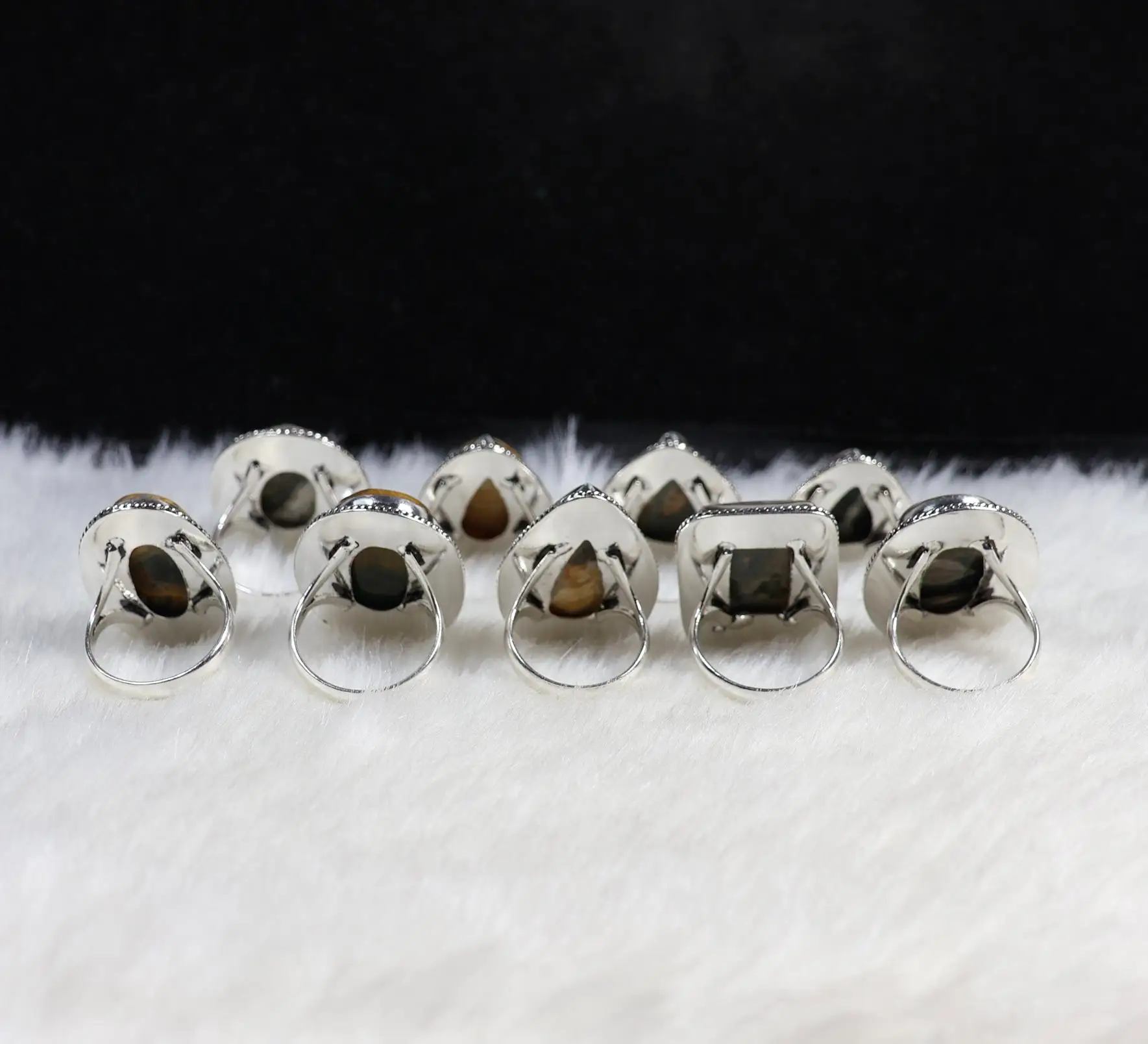 Natural Ocean Jasper Ring for Wife Handmade Cabochon Rings Ocean Jasper Gemstone Jewelry Silver Plated Ring Lot Birthday Gift