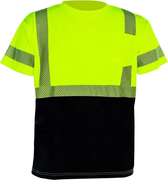 ANSI Class 2 Breathable Short Sleeve Construction Hi Vis Road Work Safety Green OEM High Visibility T-shirt S-5XL
