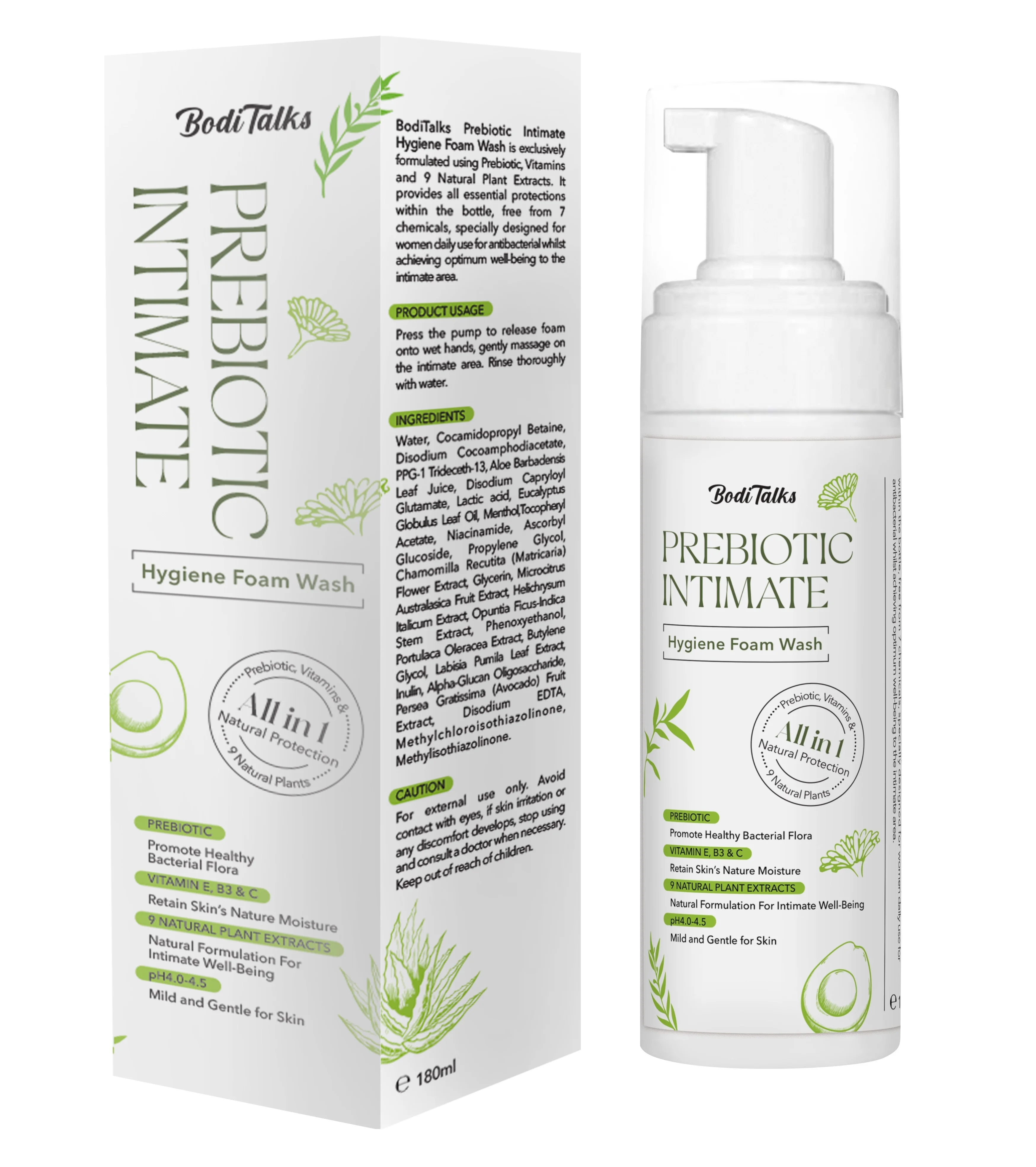 Intimate feminine hygiene wash vaginal wash natural feminine hygiene prebiotic vitamins E C B3 Made in Malaysia