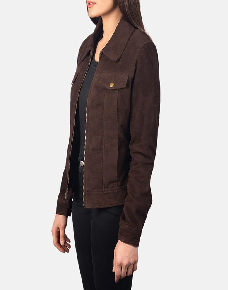 Real Leather Sheepskin Aniline Zipper Cityscape Black Women Biker Jacket with Quilted Viscose Lining and Inside Outside Pockets