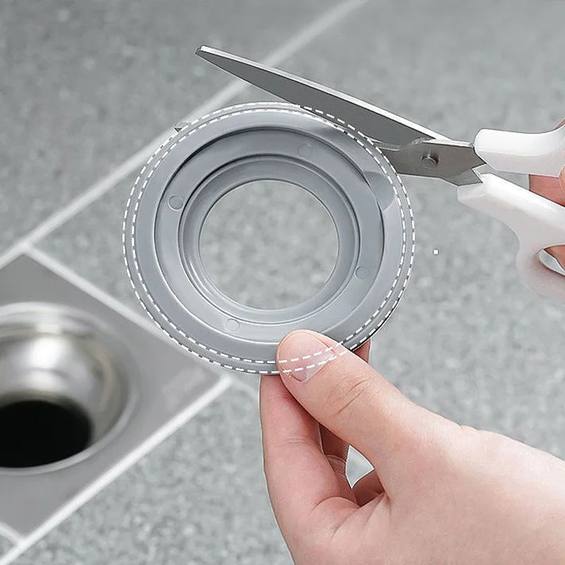 Home Long Round Water Strainer Catcher Hair Blocking Plastic Cover Tile Insert Bathroom Floor Drain