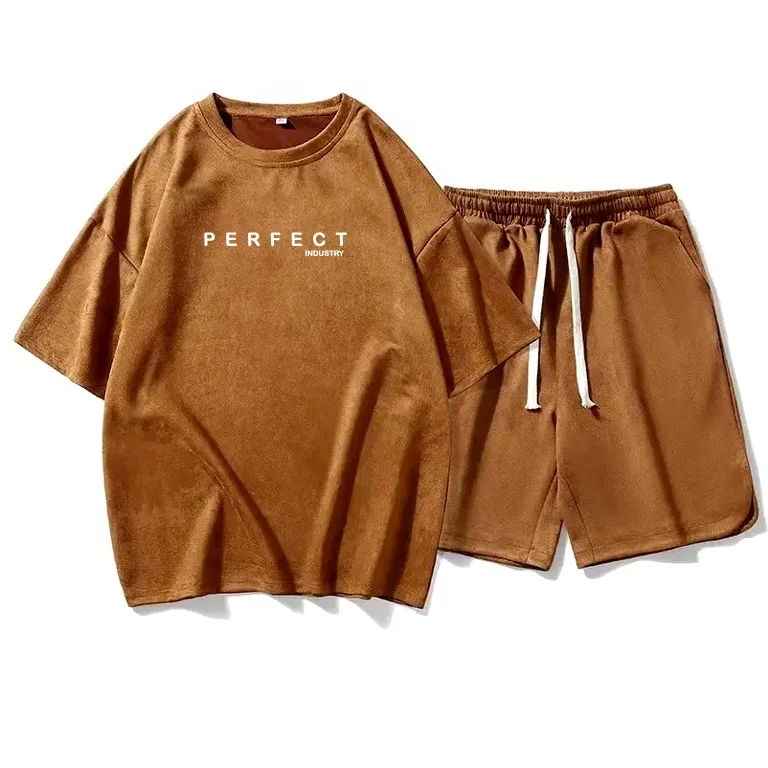 Perfect Top quality T-Shirt & Short Sets Men clothing wear T Shirts+shorts in solid colors With custom logo embroidery logo