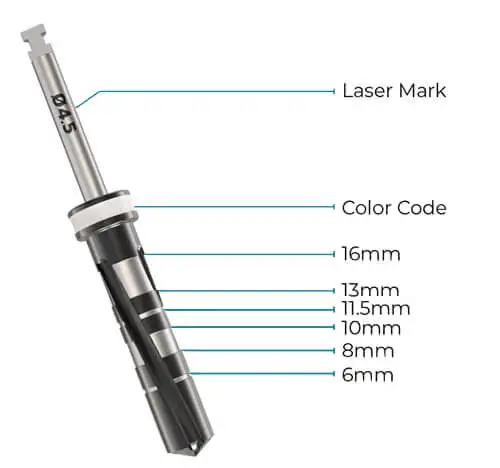 DNT Straight Drill 02.8mm External Irrigated, red color coded made of stainless steel, Dental Drill