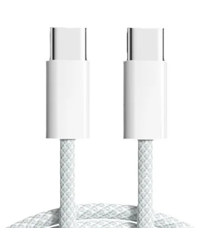 60W USB C to C Cable with 480Mbps Data Transfer 3A Fast Charging Braid Shielding Smartphone Computer Camera PVC Jacket 1m Length
