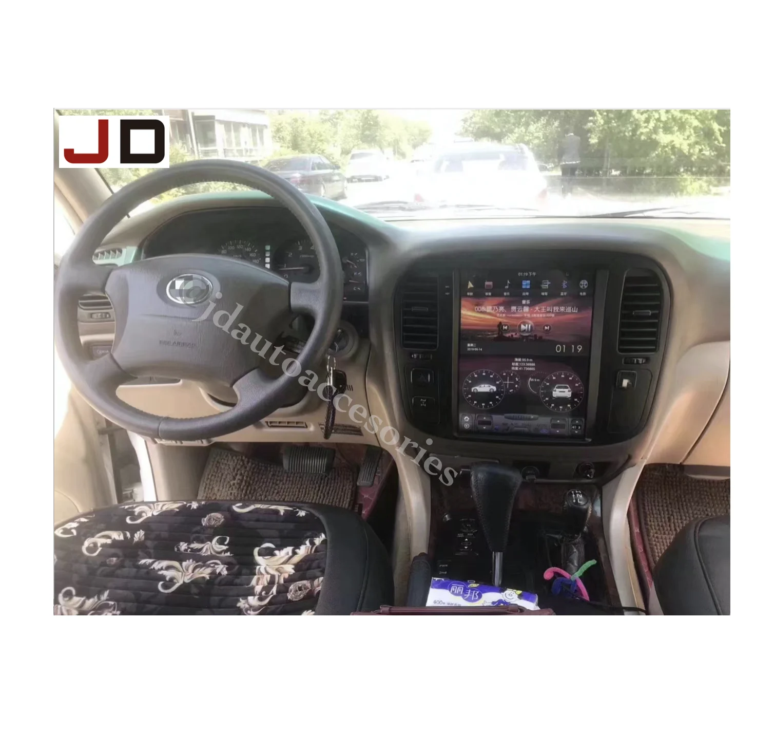 JD AUTO 12.1 inch tesla vertical screen android dvd player for Toyota Land Cruiser 100 LC100  Lexus LX470 2003-2007