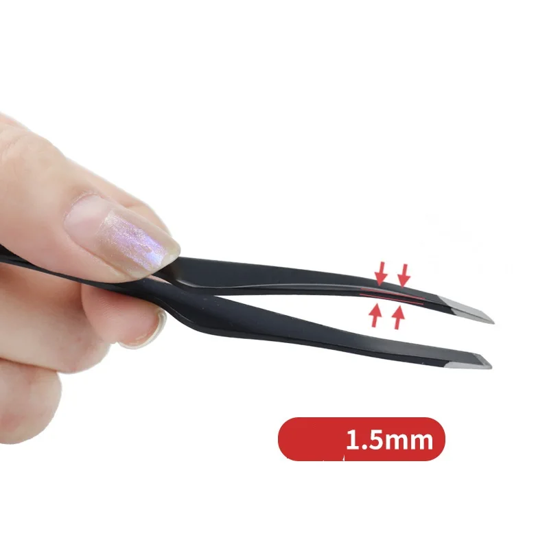 90 Degree Angle Stainless Steel Pink White Diamond Grip Eyelash Extension Tweezers Lash Tweezer