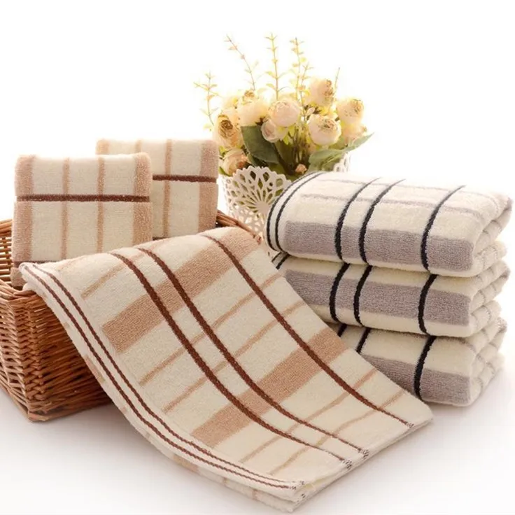 High Quality 100% Cotton Microfiber Soft Face Towels Absorbent Bath Home Beach Jacquard Stripes Wholesale Bathroom