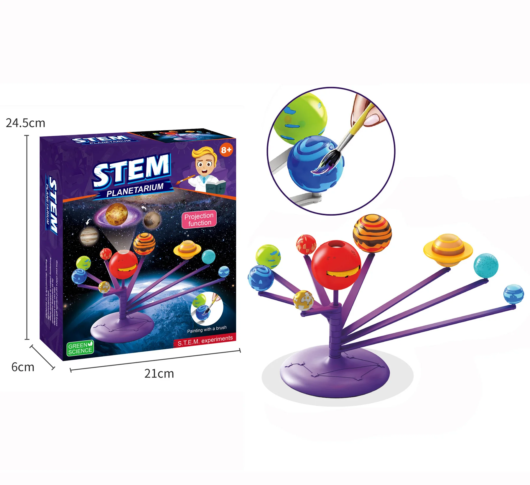 Assemble and Electronic Solar System Kit with Sun, Rotating Planets, Planet Projector Educational Toys for Kids