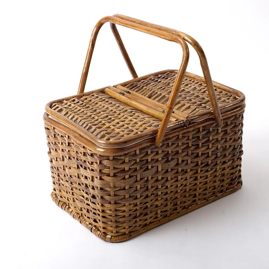 The Brown rattan picnic basket for the summer season natural crafts hot sales rattan bread basket large gift baskets