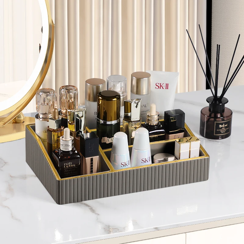 High quality 5 grid Storage Basket Bathroom Bins Organizer Adjustable Cosmetic Organizing Drawer Organizer for Bathroom Storage