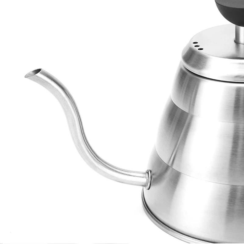 Drip kettle pour over kettle with thermometer lid 1.2L stainless steel pour over tea and water kettle plastic handle coffee pot