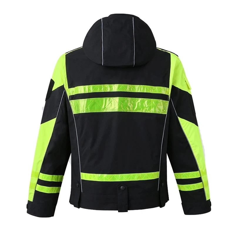 Winter High Visibility Safety Warm Jacket for Men Orange Waterproof Jacket Reflective Bomber Jacket Workwear Coat