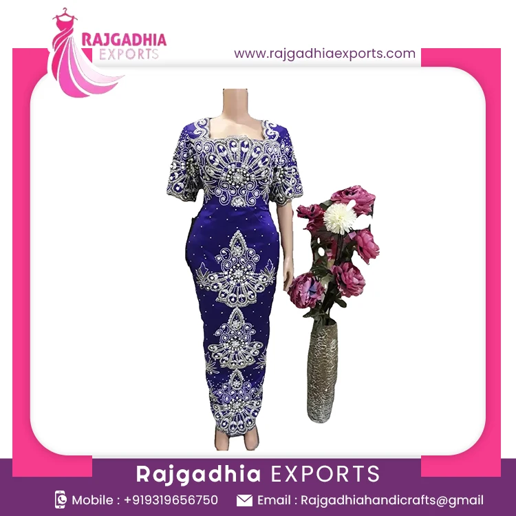 Beautiful Blue Exclusive Heavy Beaded African Beaded George Wrapper for African Women Popular OEM Service Unisex Adults Winter