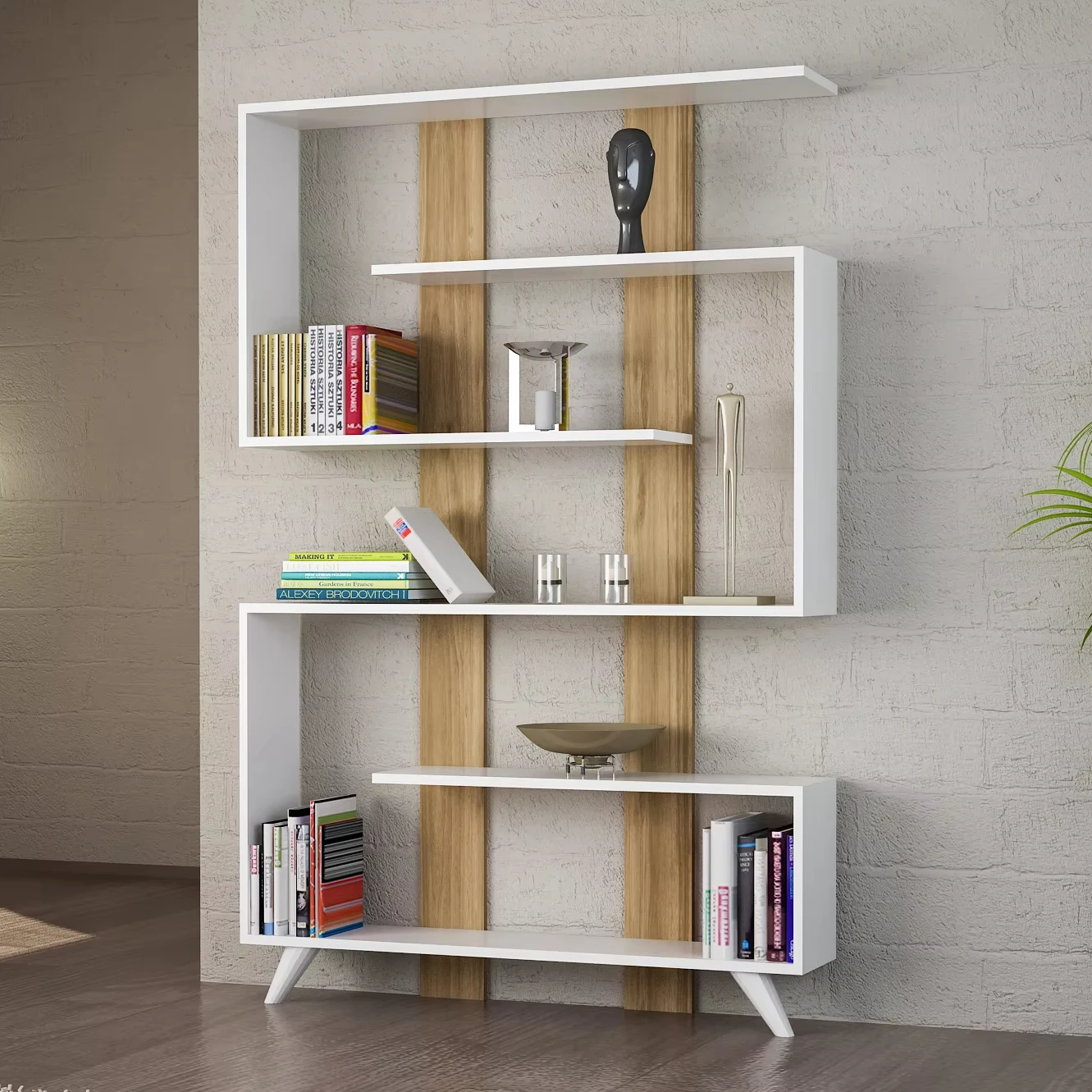 Rain Bookcase White Walnut