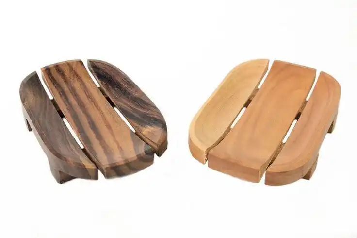 Compartment Plates 2 Divided Serving Dish Soap Wooden Dish With Enamel Kitchen Food Small Soy Dip