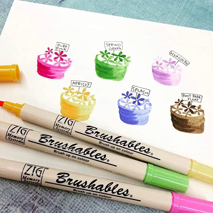 Kuretake ZIG MEMORY SYSTEM BRUSHABLES 6 colors set MS-7700/6VBR Made in Japan