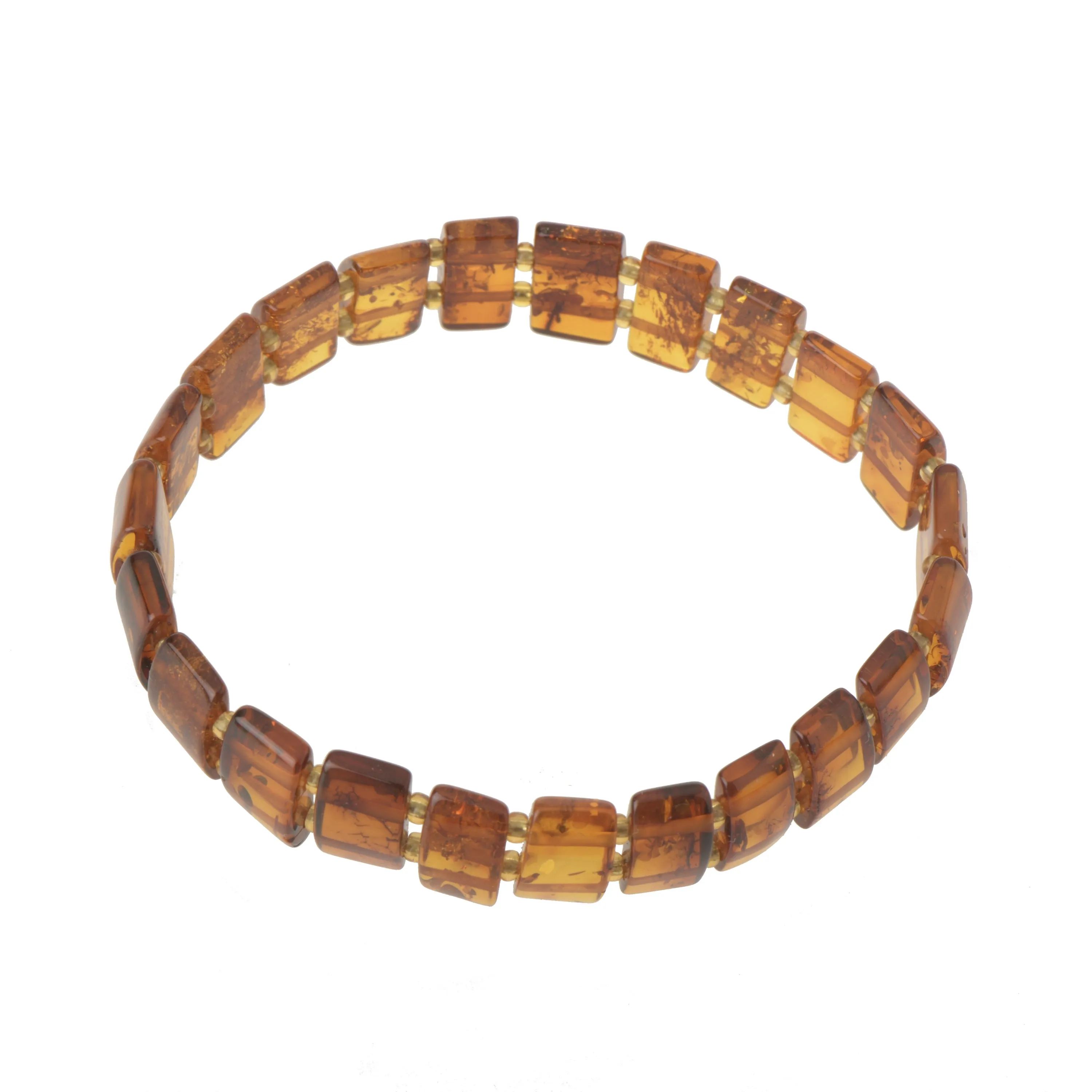 Cognac Polished Baltic Amber Exclusive Bracelet , Universal Sizes,  Raw Baltic Amber Unisex Bracelet on Elastic Band
