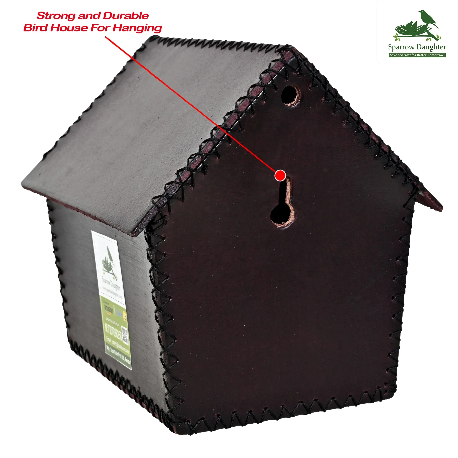 DIY LEATHER CRAFTED HUT SHAPE BIRD HOUSE INDOOR OUTDOOR WALL/ TREE MOUNTED LEATHER BIRD NESTING BOX FULLY CUSTOMIZATION ACCEPTED