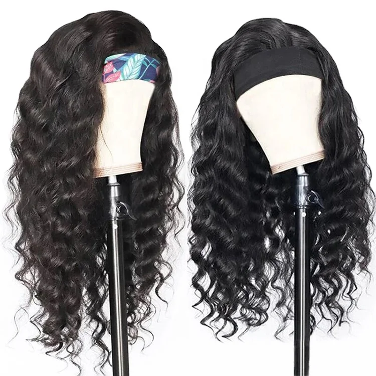 YF Wholesale Natural Color Wig Brazilian Curly Wave Virgin Human Hair Headband Wigs Affordable&Beginner Friendly For Black Women