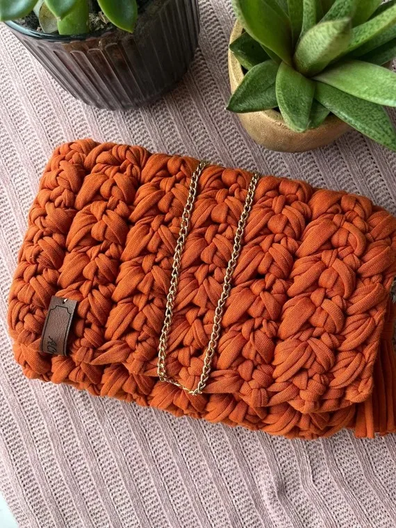 Handmade Bag Product With 100% Cotton Cord Handmade Crochet Clutch Handbag For Women Use with Premium Quality at Wholesale Price