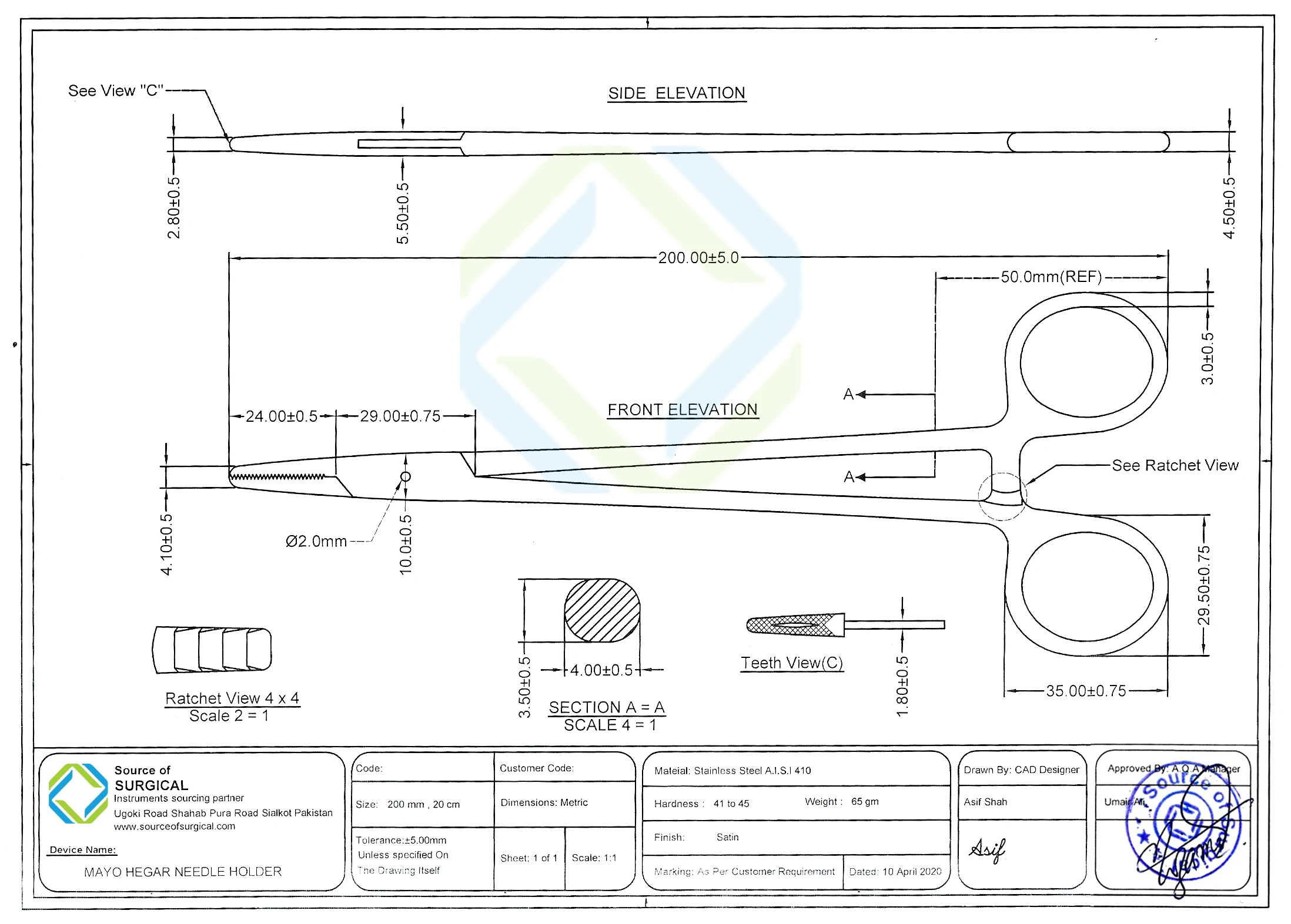 New Professional High Quality Mayo Hegar Needle Holder