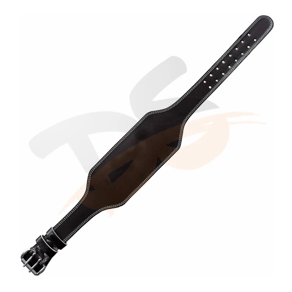 Leather Contoured Mens Weightlifting Belt with Suede Lining and Steel Roller Buckle