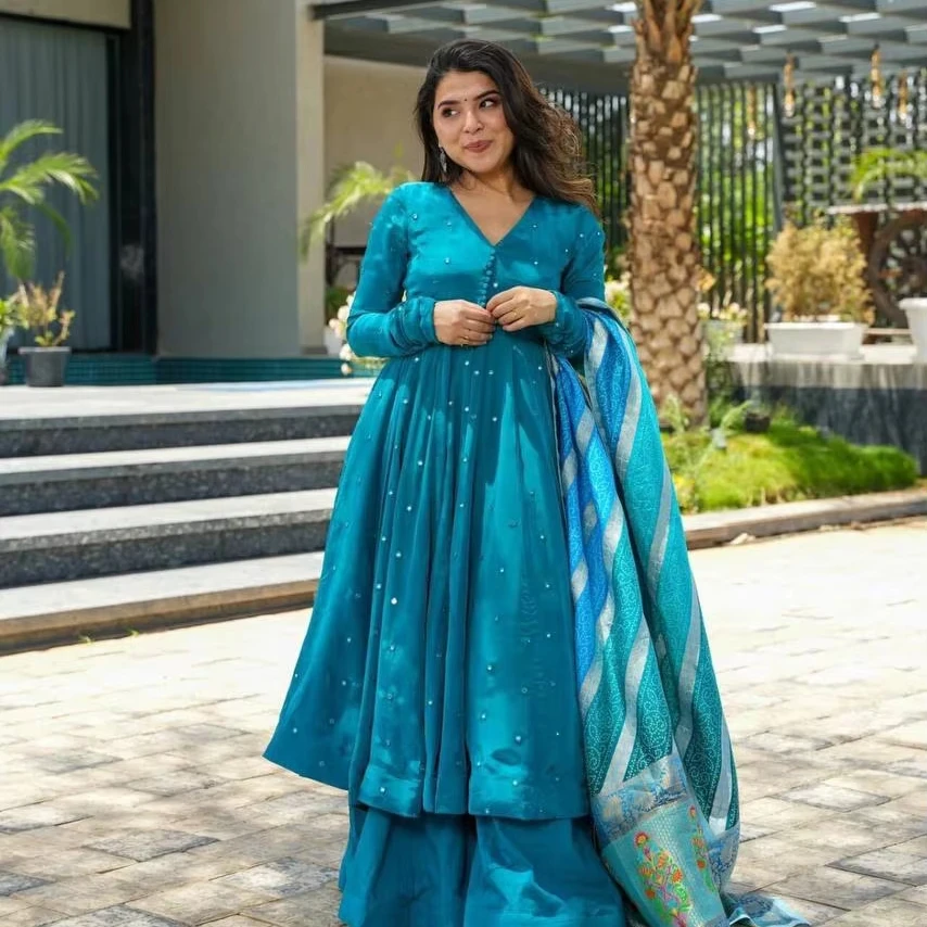 Пакистанское зеленое платье Salwar Kameez Anarkali Платье Анаркали платья женские индийские