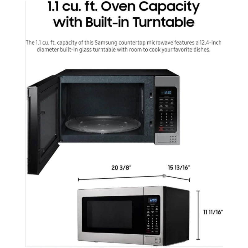 DEAL HOT 1.1 Cu Ft Countertop Microwave Oven Grilling Element Ceramic Enamel Interior Auto Cook Options 1000 Watt