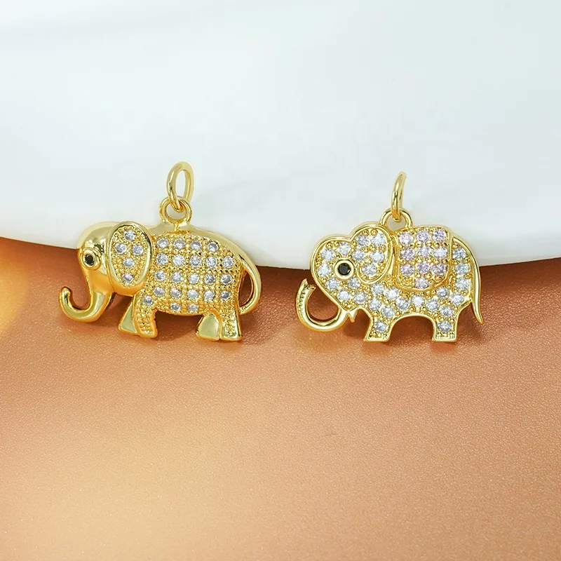 Aquatic Creatures Necklace Charm Colored Zirconia Animal Pendant Brass Elephant Cat Dolphin Pendants For Necklace Jewelry Making