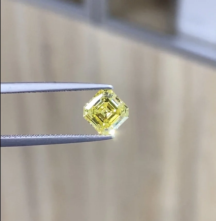 Synthetic CVD Yellow Cvd Lab Grown Loose Diamond Transparent Star Laser Bag Polish 1 CT Good D Packing Plastic Color Asscher Cut