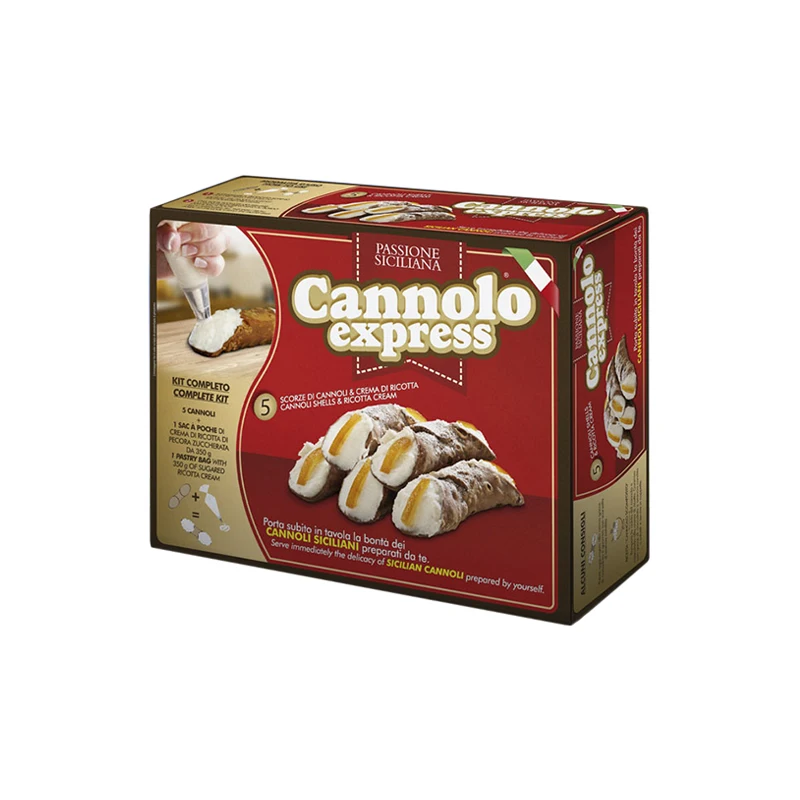 Premium Quality Flavored Made in Italy Sweet Frozen Sheep ricotta cheese Cream KIT with 5 cannoli shed + sac a poche 350gr