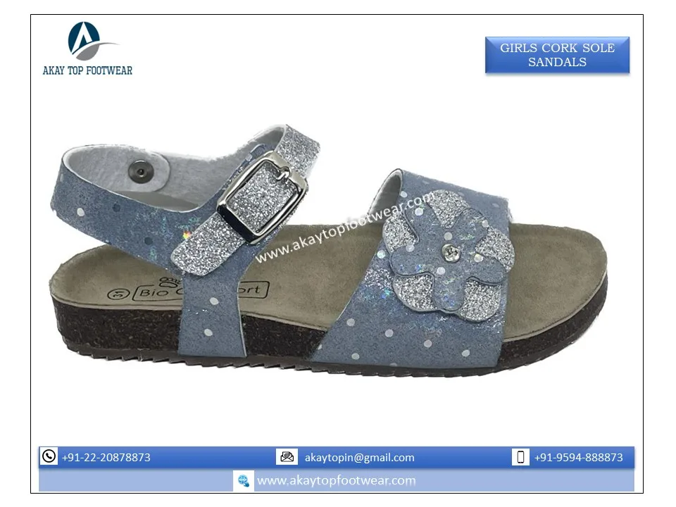 Buckle Strap Flip Flop Cork Sole Sandals in Customized Size Range from 25-36 Durable Flat Girls Cork Sandal with Box Packing