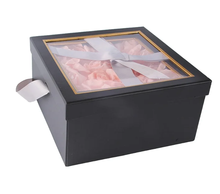 TH CB-216 Custom Provide OEM Cheap Disposable Flower Present Cakes Carrier Box with Window For Birthday Party