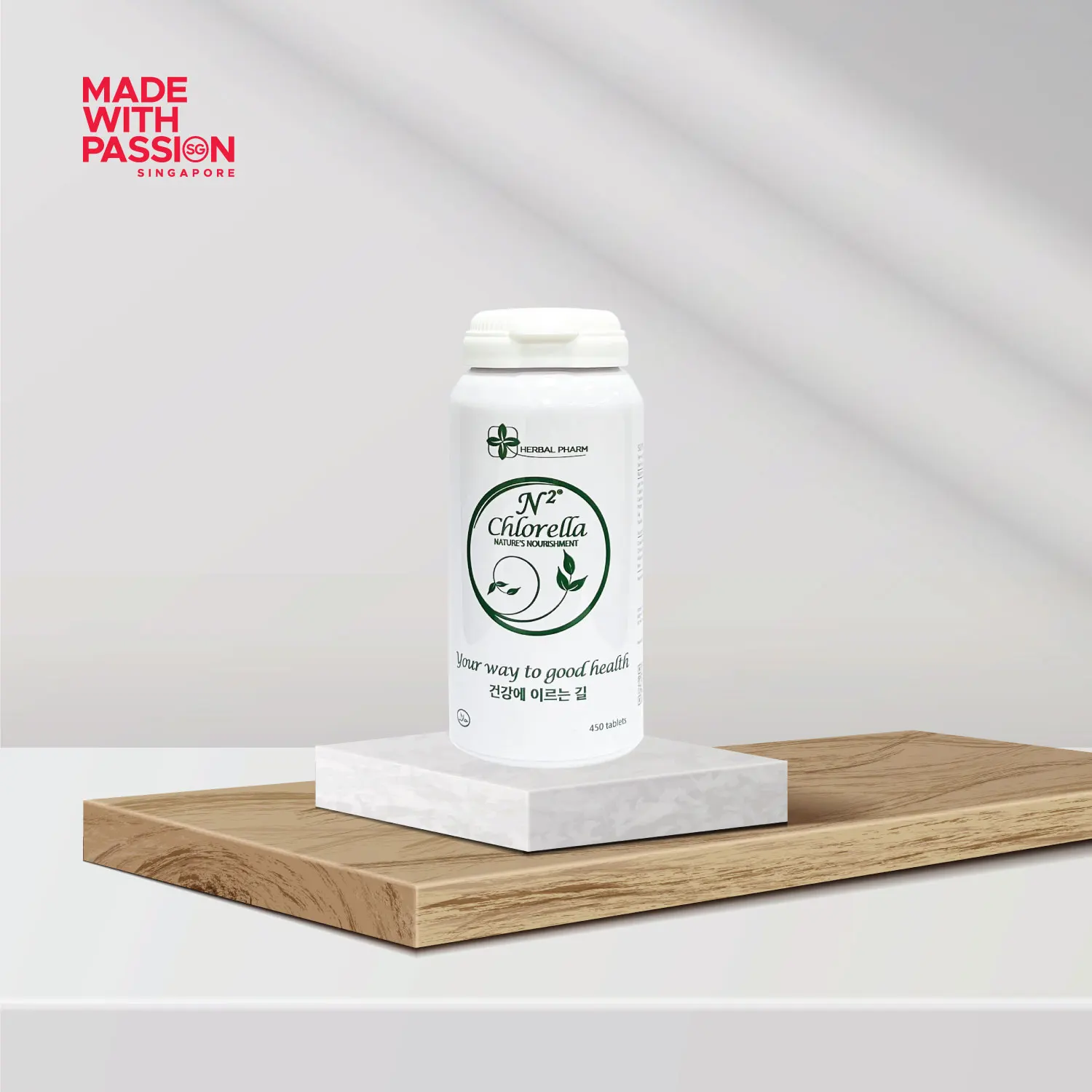 Halal Certification Herbal Pharm N2 Chlorella Maintains Cholesterol Healthy Sugar Levels 450 Tablets N2 Chlorella Algae