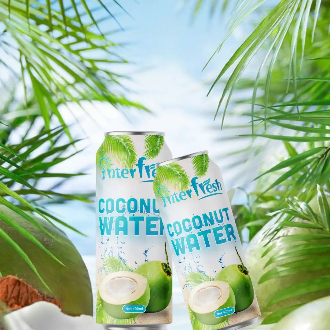Ready to ship Pure Coconut Juice Can 330ml INTERFRESH HALAL Organic Beverage OEM Manufacturer Coconut Juice Drink With Pulp