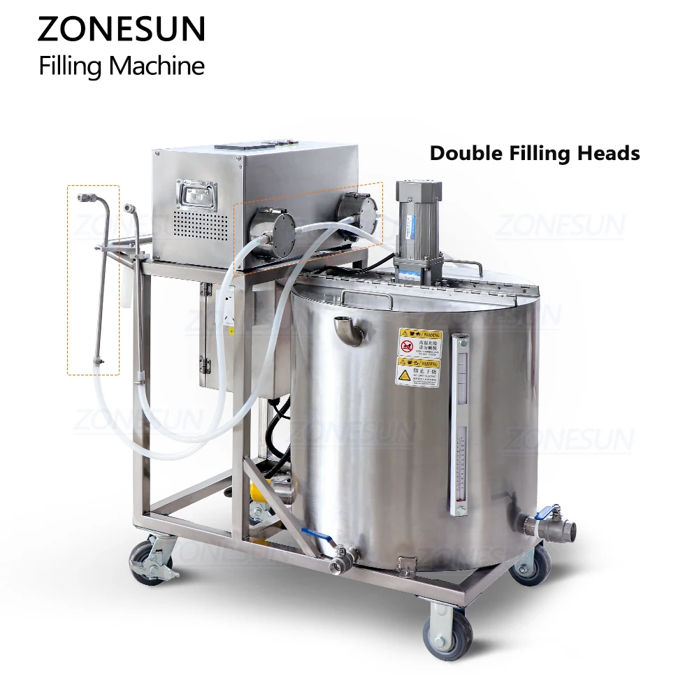 ZONESUN Gear Pump Soy Hot Paraffin Bee Wax Jar Mold Pillar Scented Candle Making Equipment Filling Melting And Mixing Machine